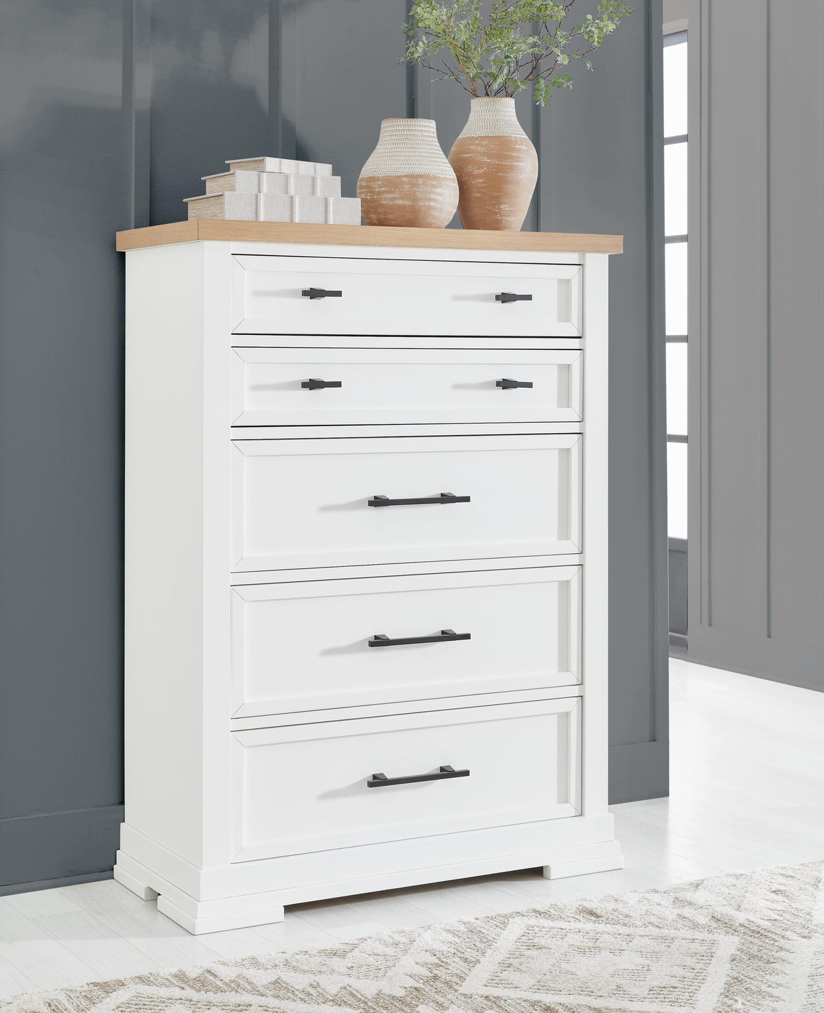 Ashbryn Panel Storage Bed Set - California King, Dresser, Mirror and Chest