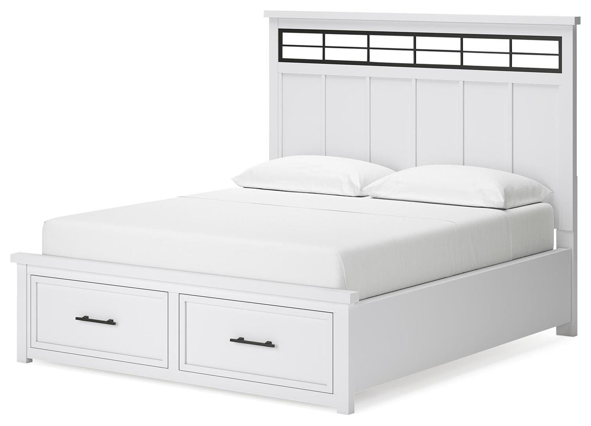 Ashbryn Panel Storage Bed Set - California King, 2 Nightstands