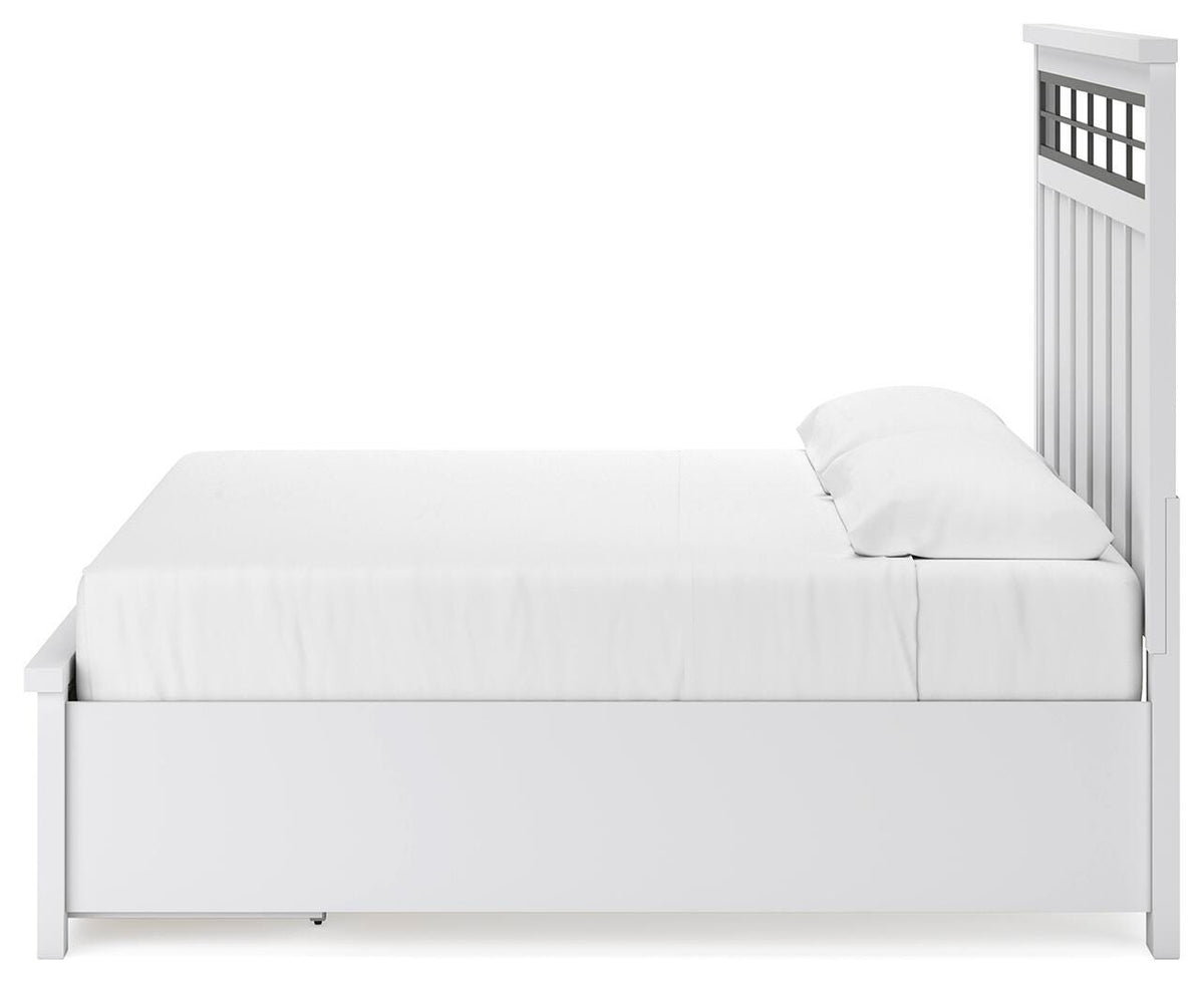 Ashbryn King Panel Storage Bed, Dresser, Mirror and Nightstand