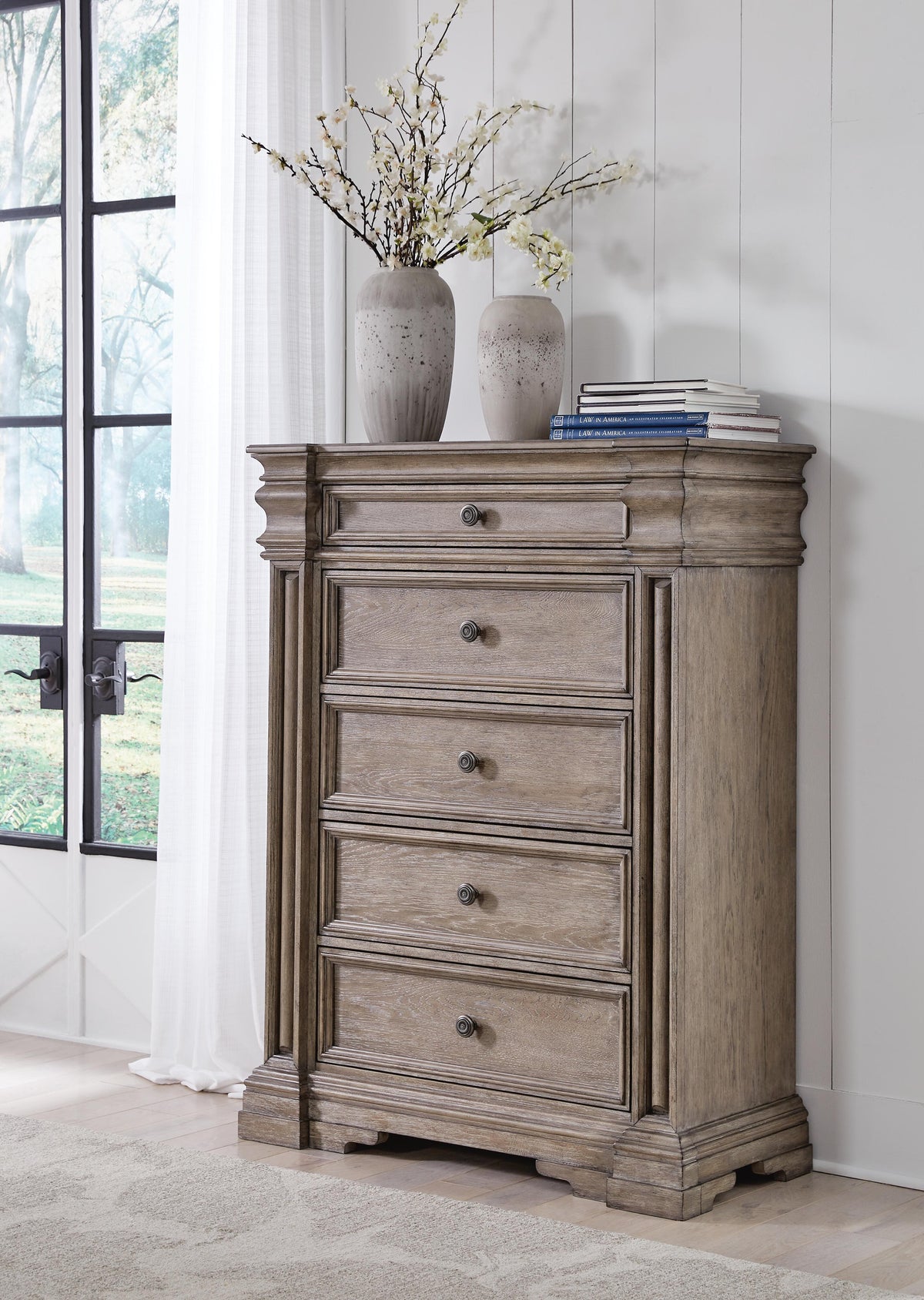 Blairhurst Queen Panel Bed. Dresser, Mirror, 2 Chests and 2 Nightstands