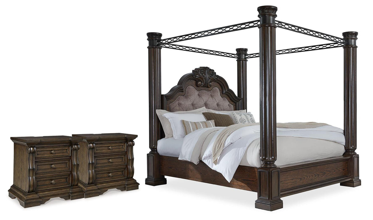 Maylee King Poster Bed and 2 Nightstands