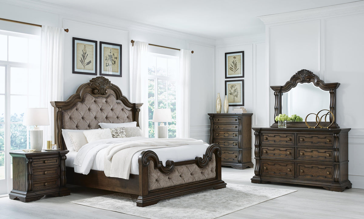 Maylee Upholstered Bed Set - Queen, Dresser
