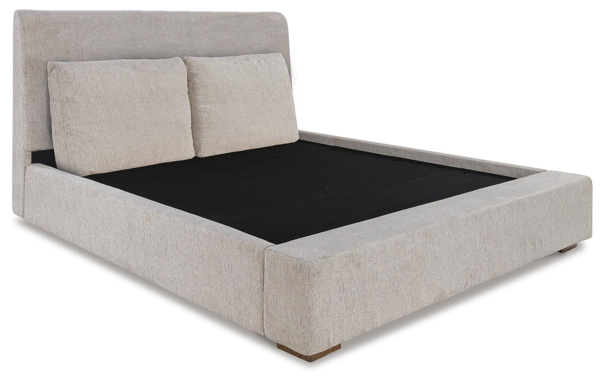 Cabalynn King Upholstered Bed, Dresser, Mirror and Nightstand