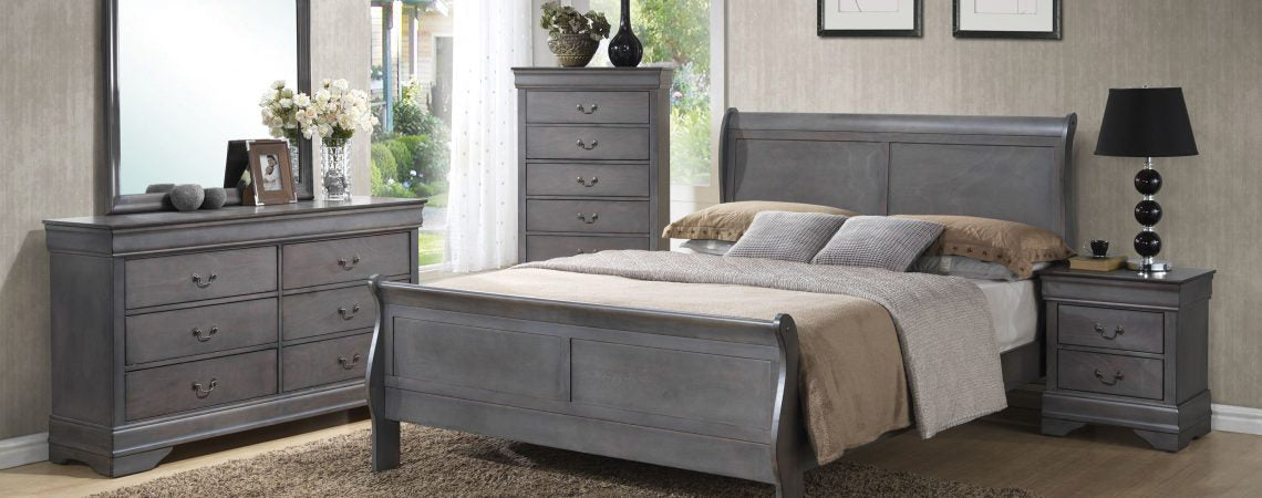 Louis Philippe Grey Bed Full