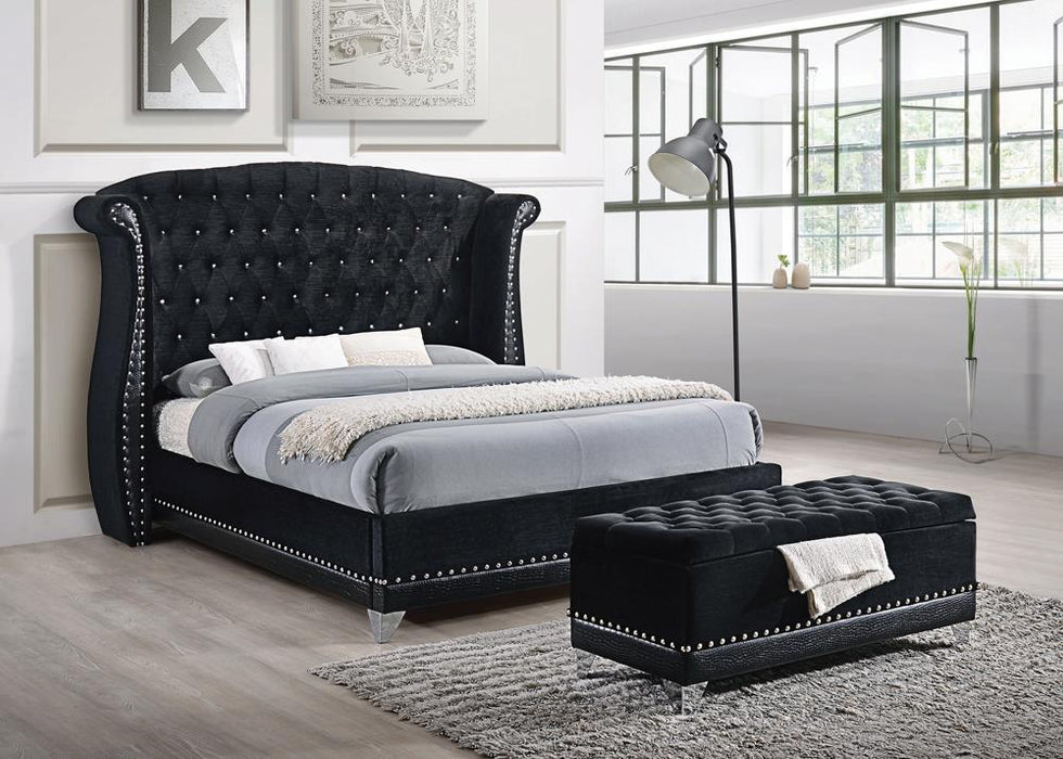 Barzini Eastern King Tufted Upholstered Bed Black