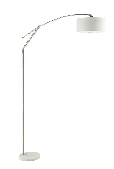 Moniz Adjustable Arched Arm Floor Lamp Chrome and White