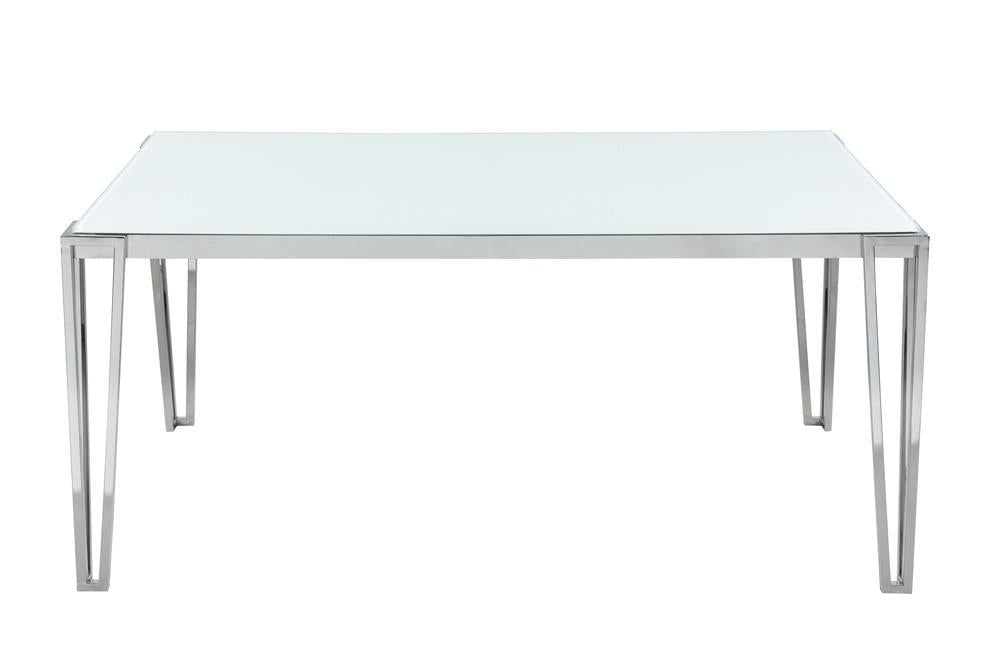 Pauline Rectangular Dining Table with Metal Leg White and Chrome