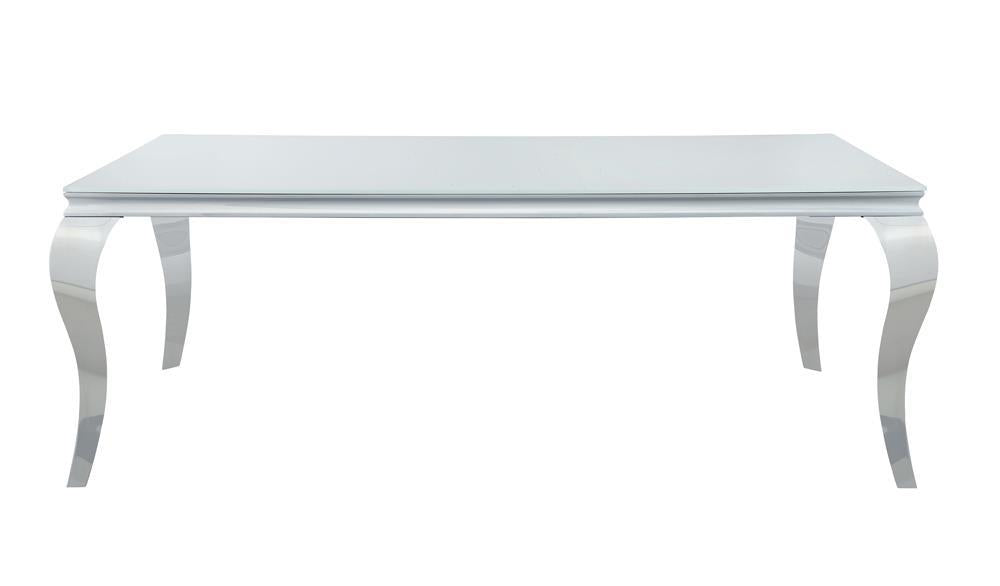 Carone Rectangular Glass Top Dining Table White and Chrome