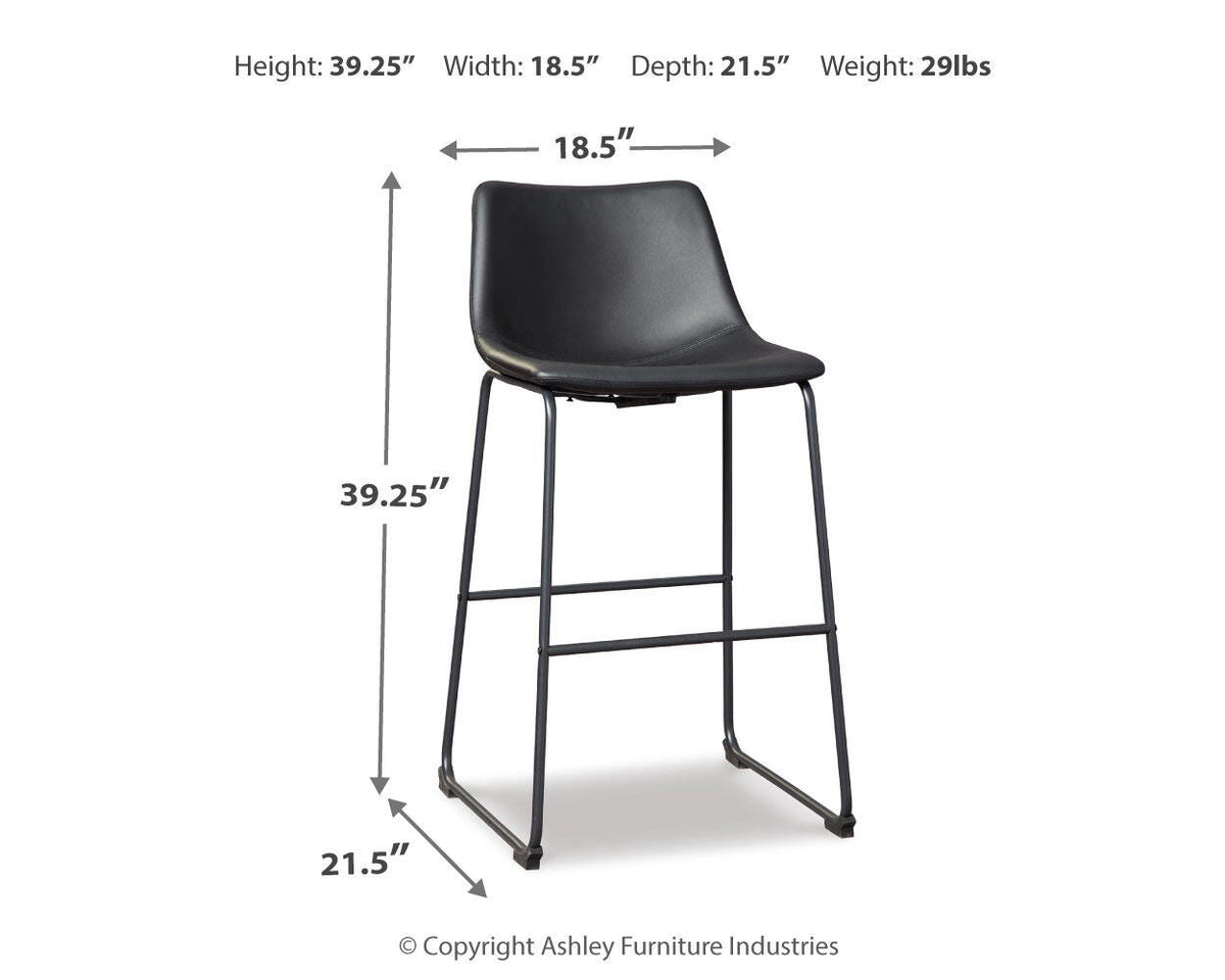 Centiar Upholstered Barstool (2/CN) Faux Leather - Black, Pub/Bar Height