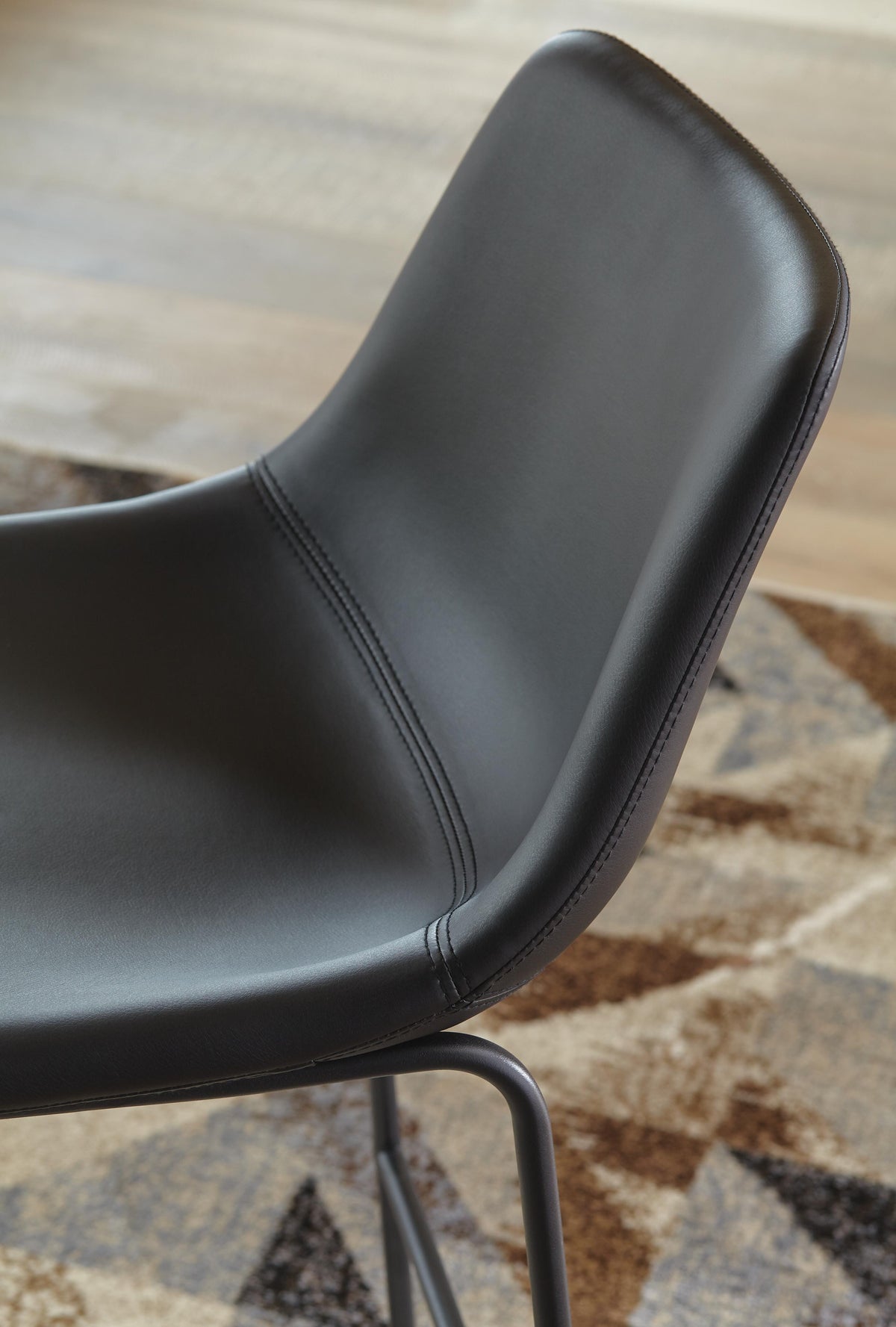 Centiar Upholstered Barstool (2/CN) Faux Leather - Black, Pub/Bar Height