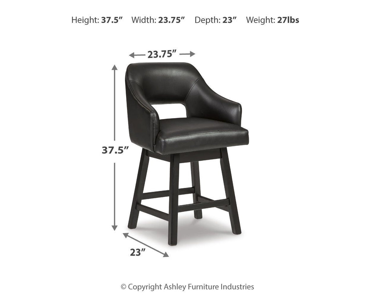Tallenger UPH Swivel Barstool (2/CN) - Black/Dark Brown, Counter Height