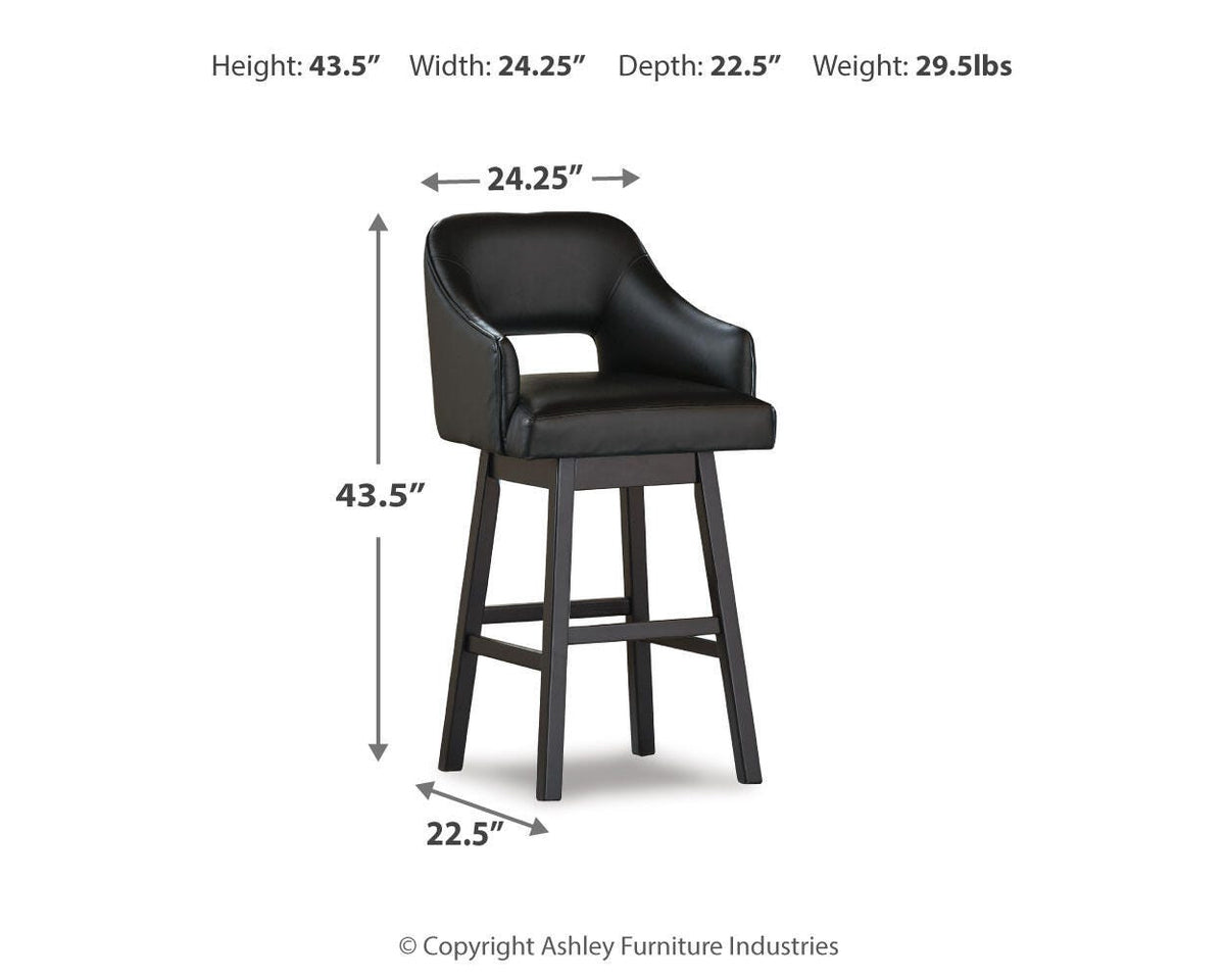 Tallenger UPH Swivel Barstool (2/CN) - Black/Dark Brown, Pub/Bar Height