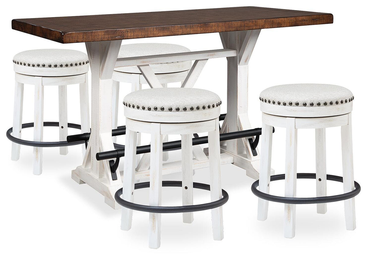 Valebeck Counter Height Dining Table and 4 Barstools