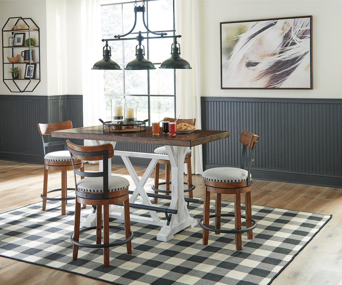 Valebeck Counter Height Dining Table and 4 Barstools - Brown