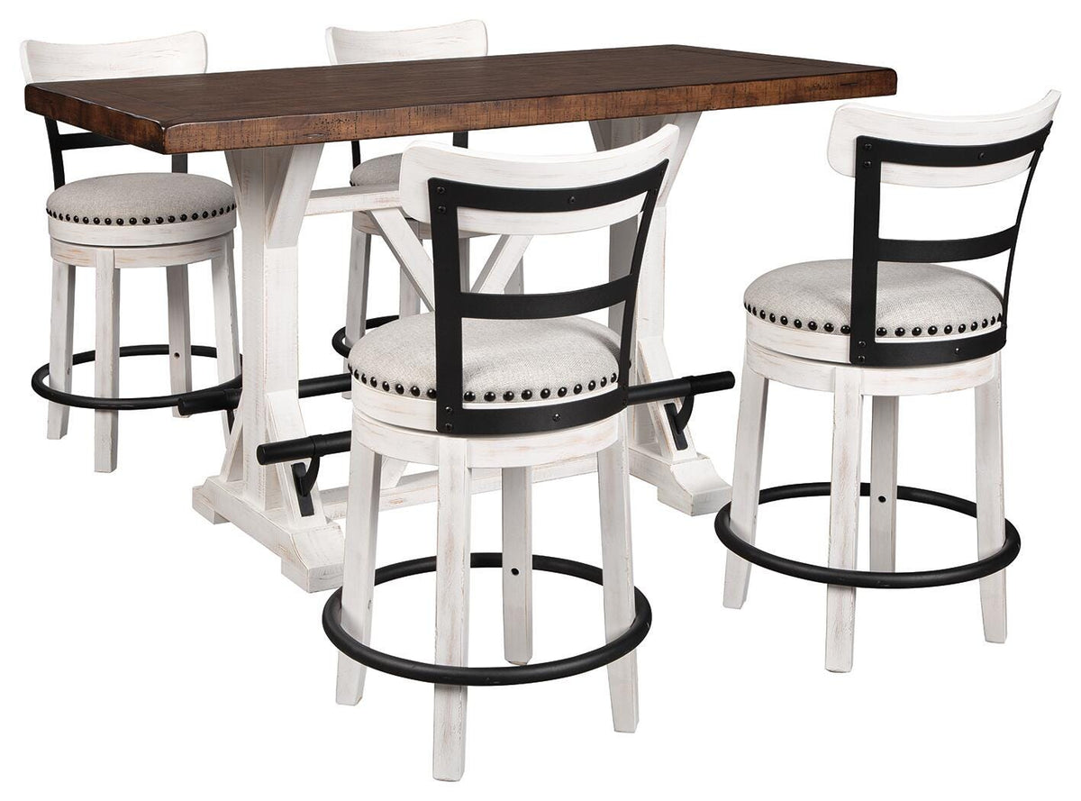 Valebeck Counter Height Dining Table and 4 Barstools - White