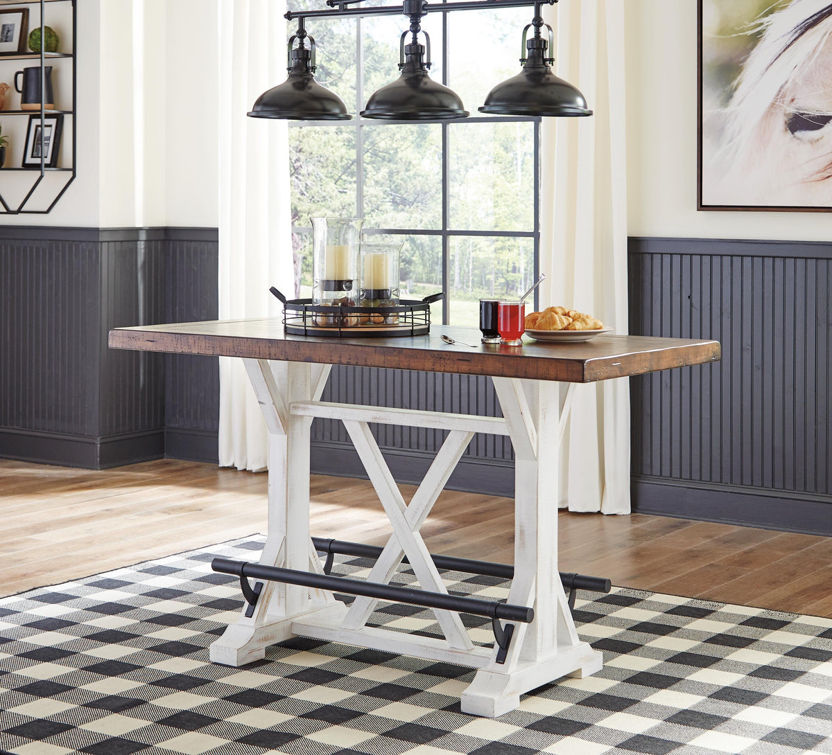 Valebeck Counter Height Dining Table and 8 Barstools