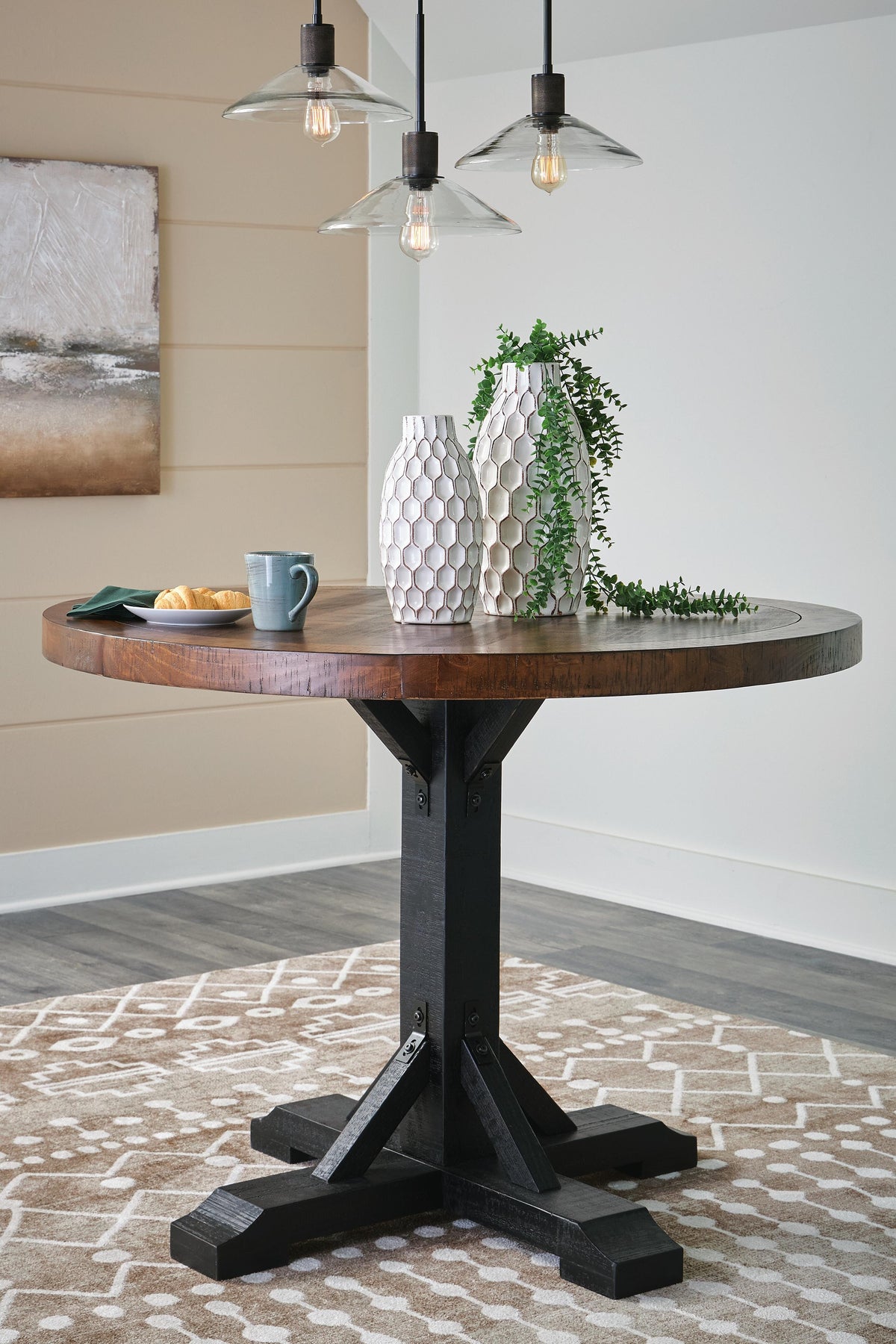 Valebeck Counter Height Table and 4 Barstools