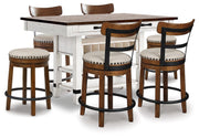 Valebeck Counter Height Dining Table and 6 Barstools