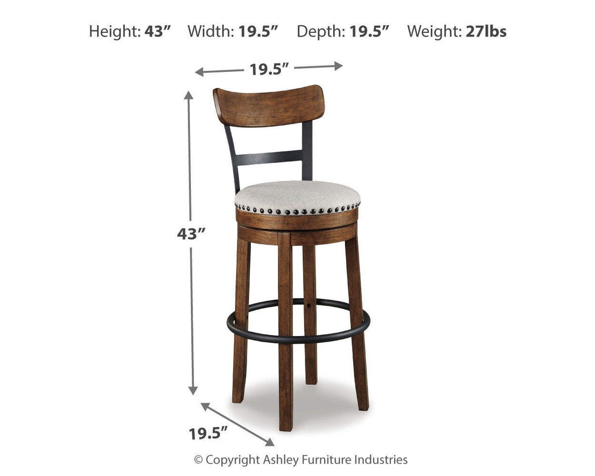 Valebeck UPH Swivel Barstool (1/CN) - Brown, Pub/Bar Height