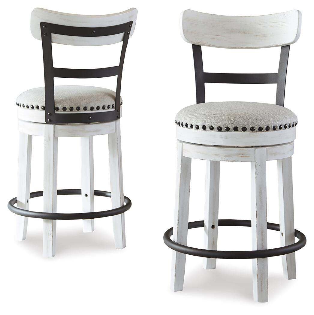 Valebeck UPH Swivel Barstool (1/CN) - White, Counter Height