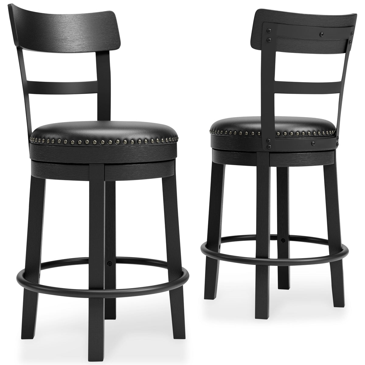 Valebeck UPH Swivel Barstool (1/CN) - Black, Counter Height