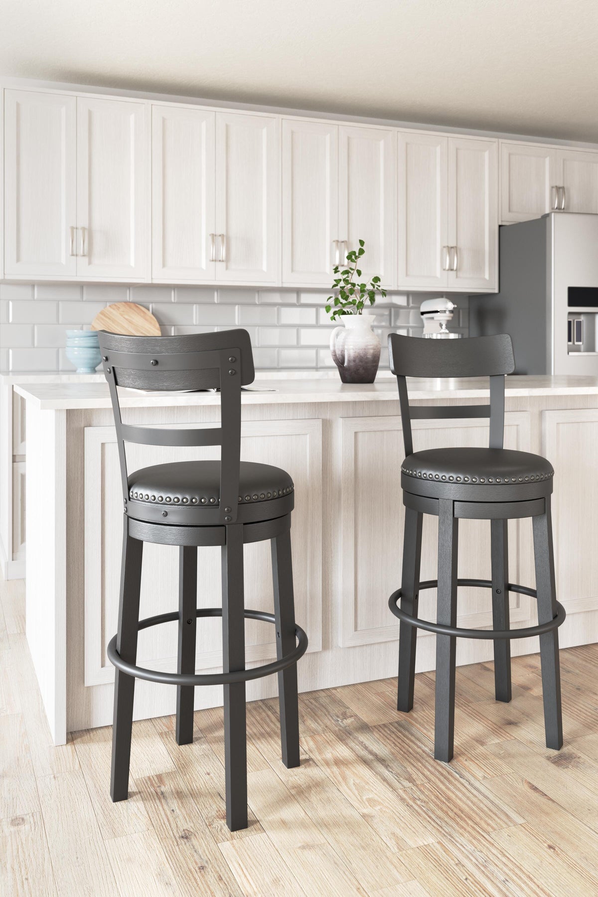 Valebeck UPH Swivel Barstool (1/CN) - Black, Pub/Bar Height