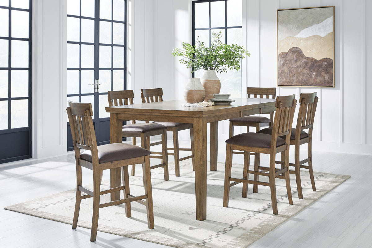 Urbinforte Counter Height Extension Dining Table and 6 Barstools