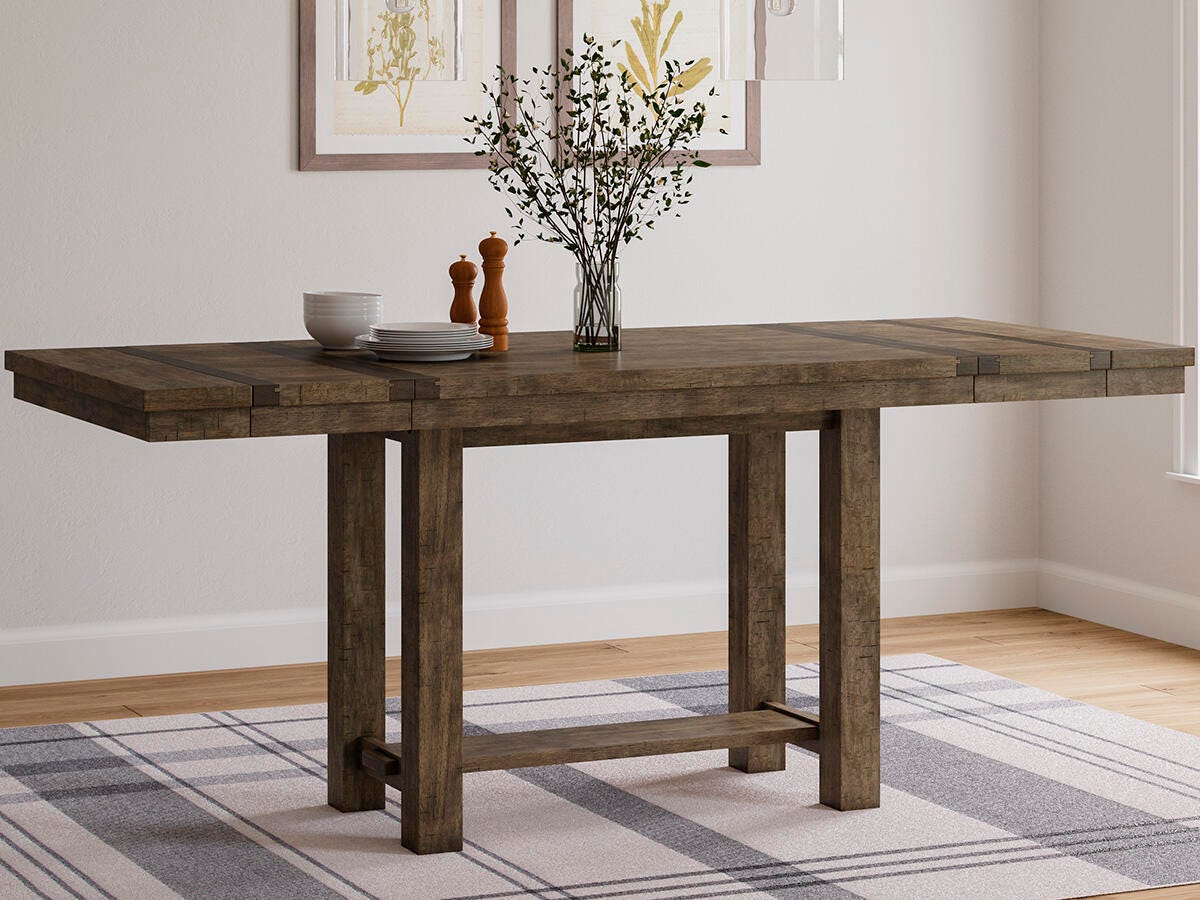 Moriville Counter Height Extension Table and 8 Barstools