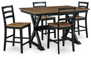 Wildenauer Counter Height Extension Dining Table and 4 Barstools
