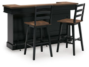 Wildenauer Bar and 2 Bar Height Barstools