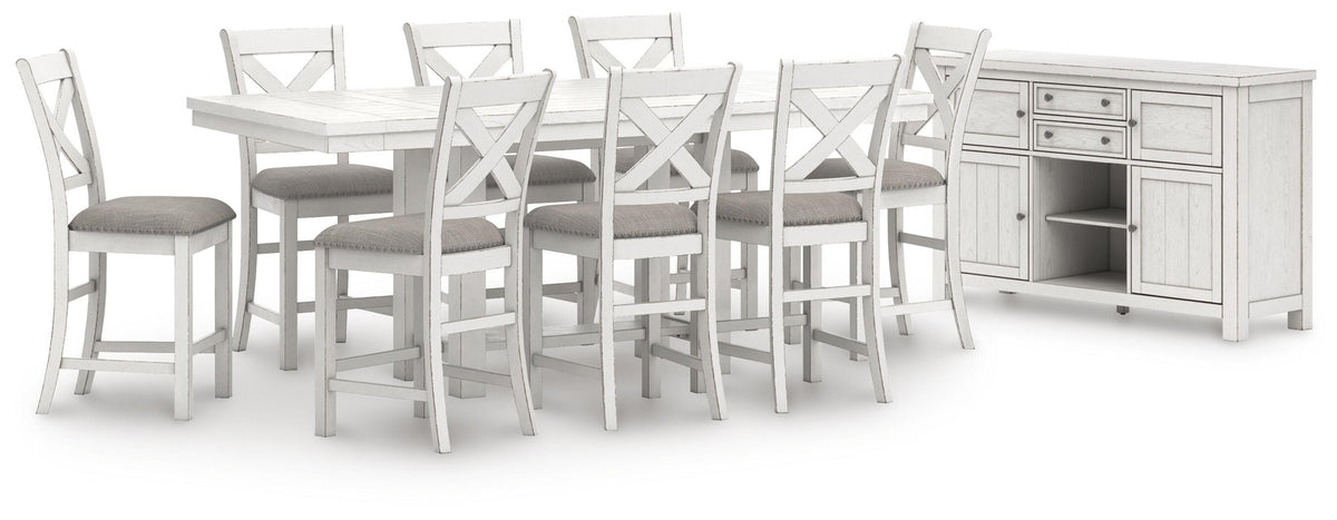 Robbinsdale Counter Height Dining Table and 8 Barstools with Storage