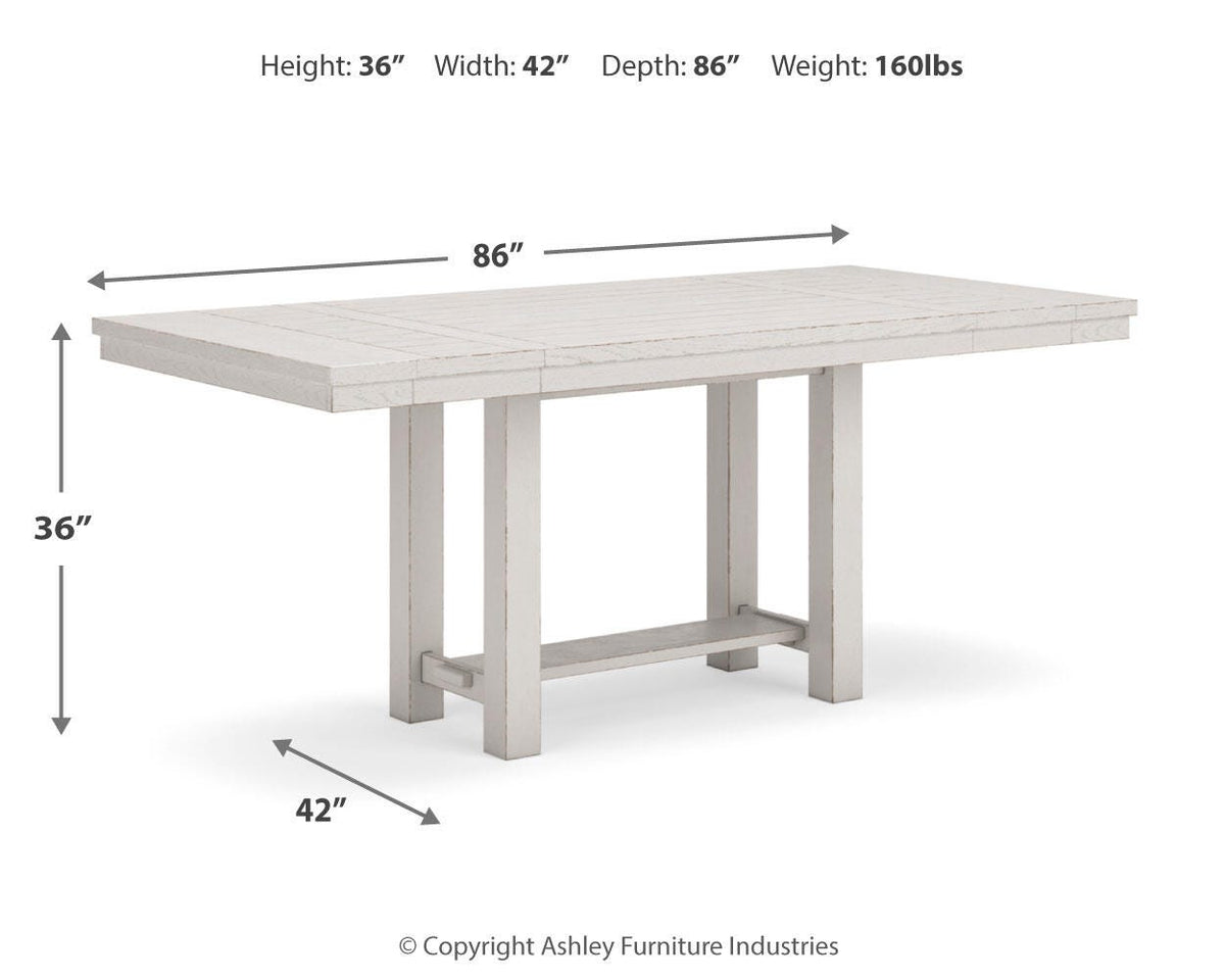 Robbinsdale Counter Height Extension Dining Table, 6 Barstools and Bench