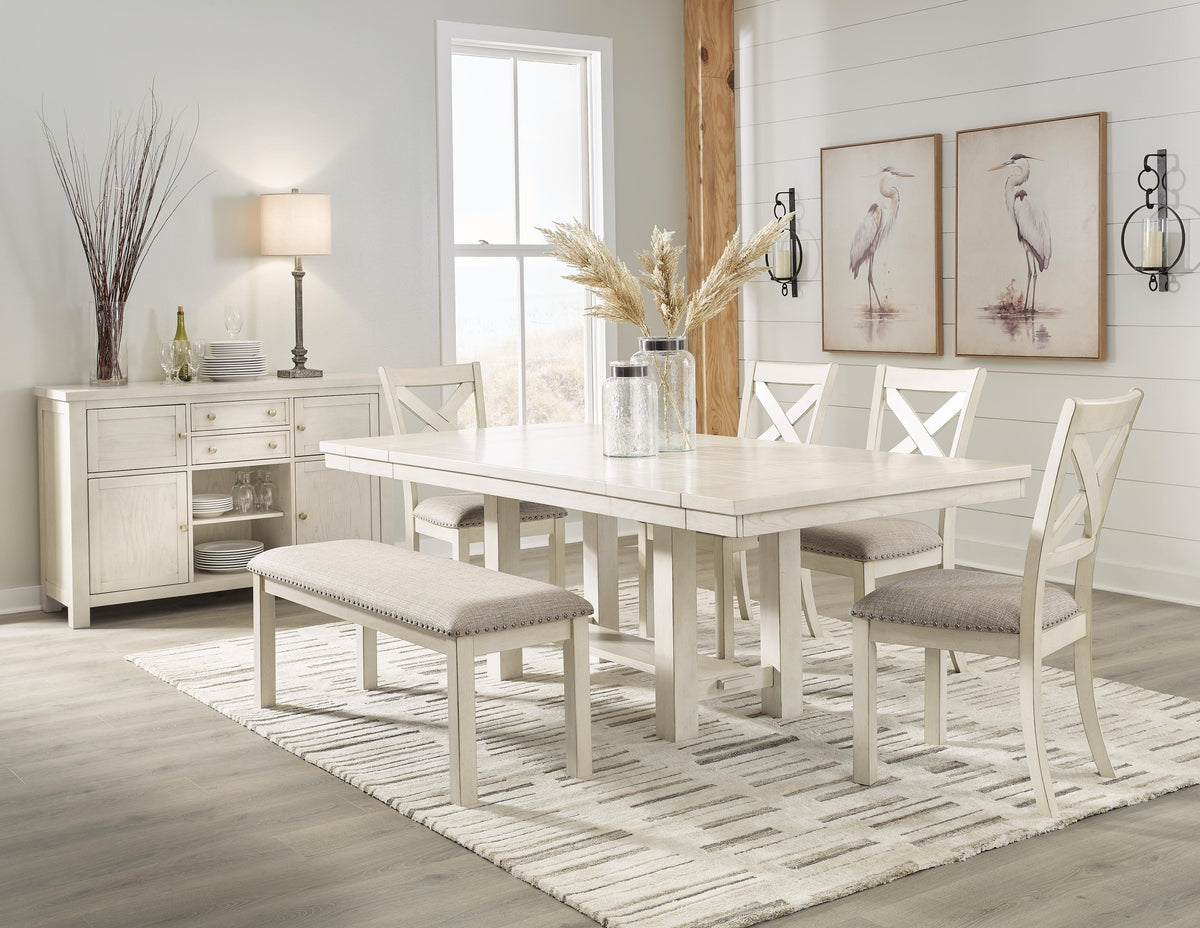 Robbinsdale Dining Table and 4 Chairs and Bench with Storage