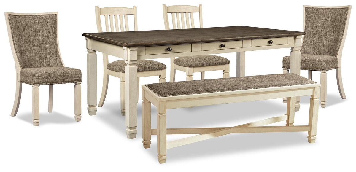 Bolanburg Dining Table and 4 Chairs and Bench