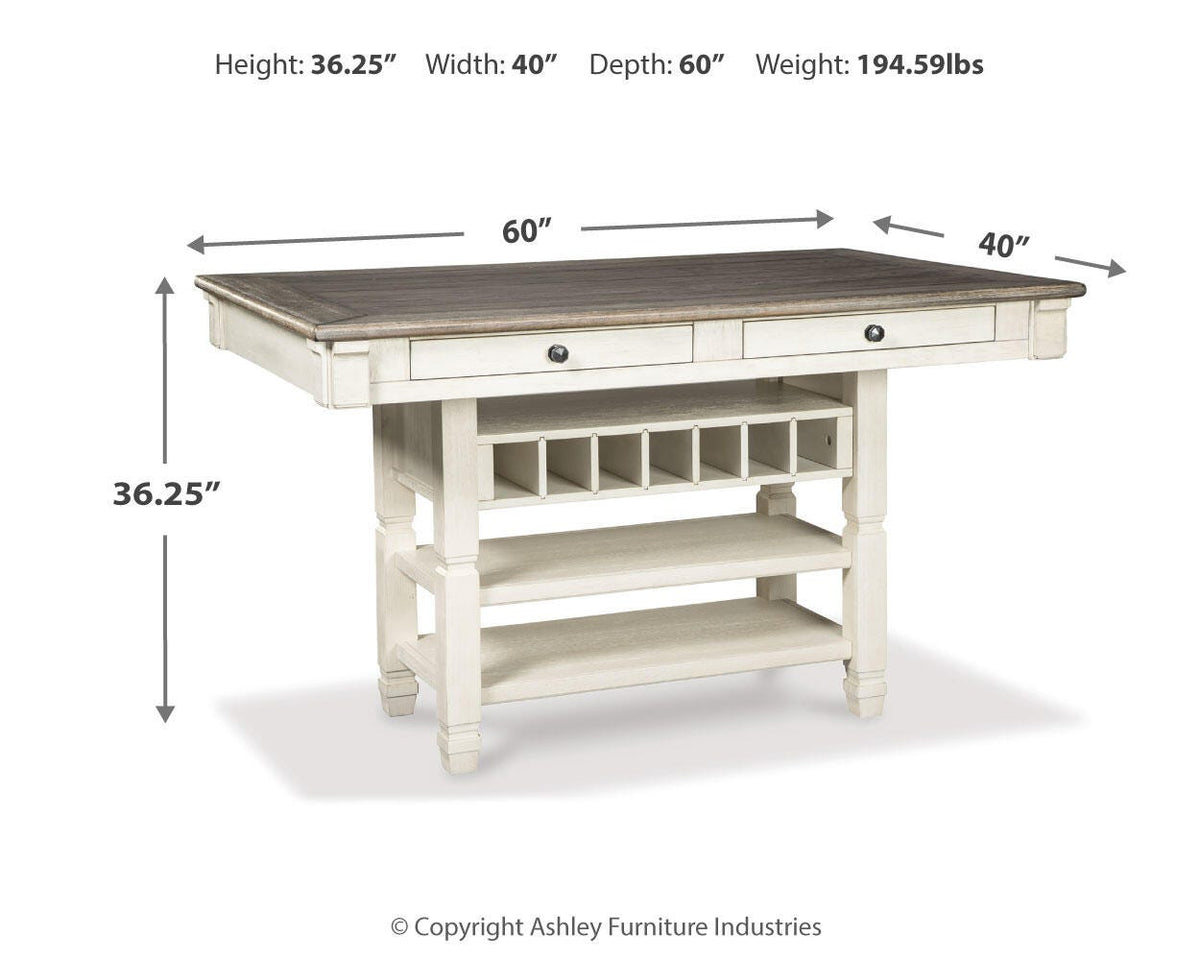 Bolanburg Counter Height Dining Table and 4 Barstools with Display Cabinet