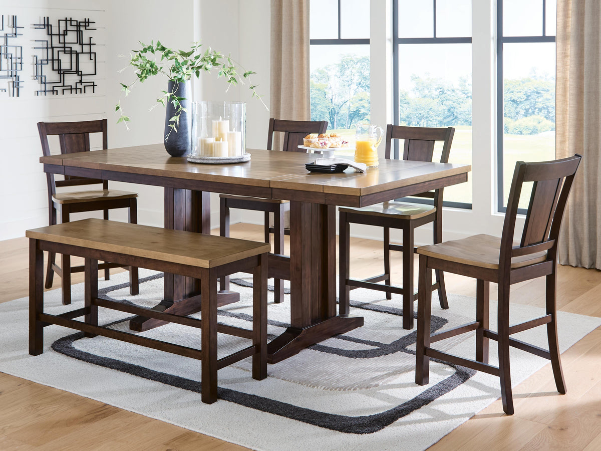 Rylandeen Counter Height Dining Table and 4 Barstools and Bench