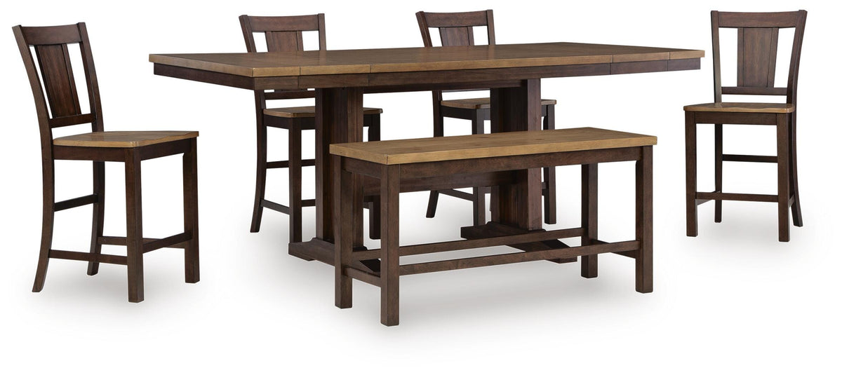 Rylandeen Counter Height Dining Table and 4 Barstools and Bench