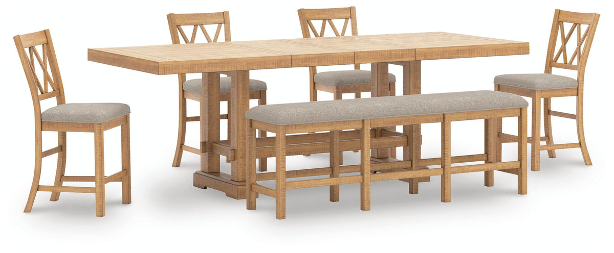 Havonplane Counter Height Dining Table and 4 Barstools and Bench