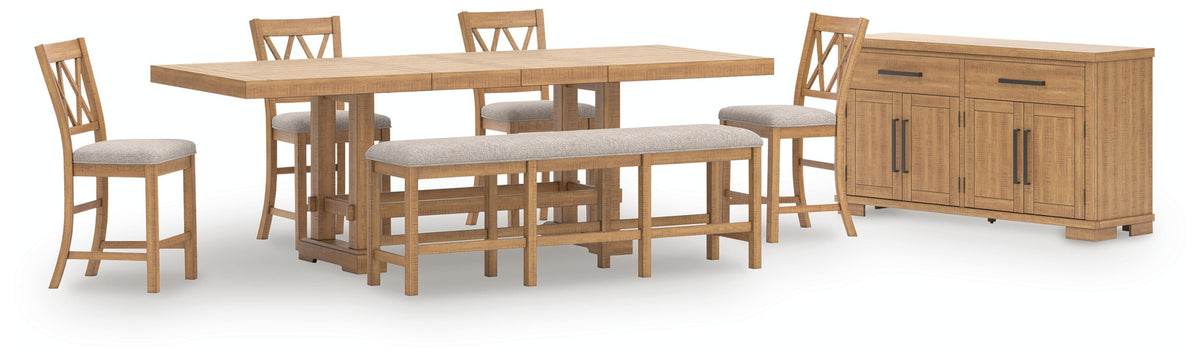 Havonplane Counter Height Dining Table and 4 Barstools and Bench with Storage