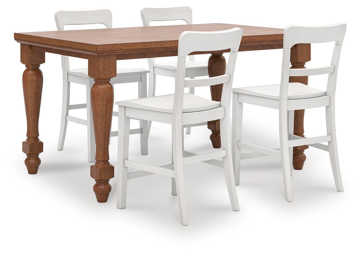 Greddinton Counter Height Dining Table and 4 Barstools