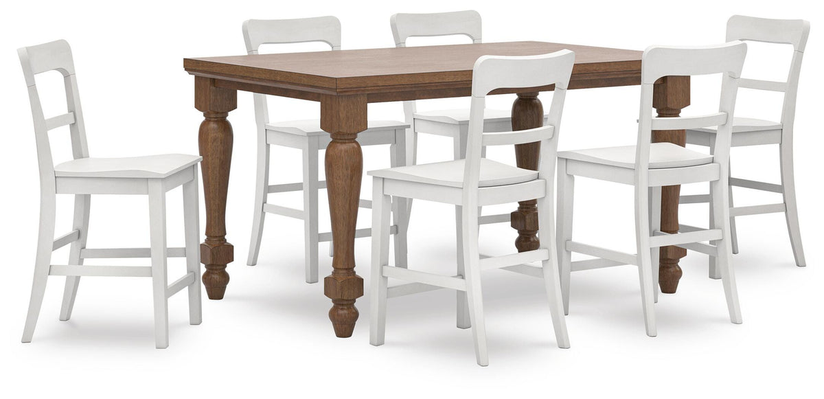 Greddinton Counter Height Dining Table and 6 Barstools
