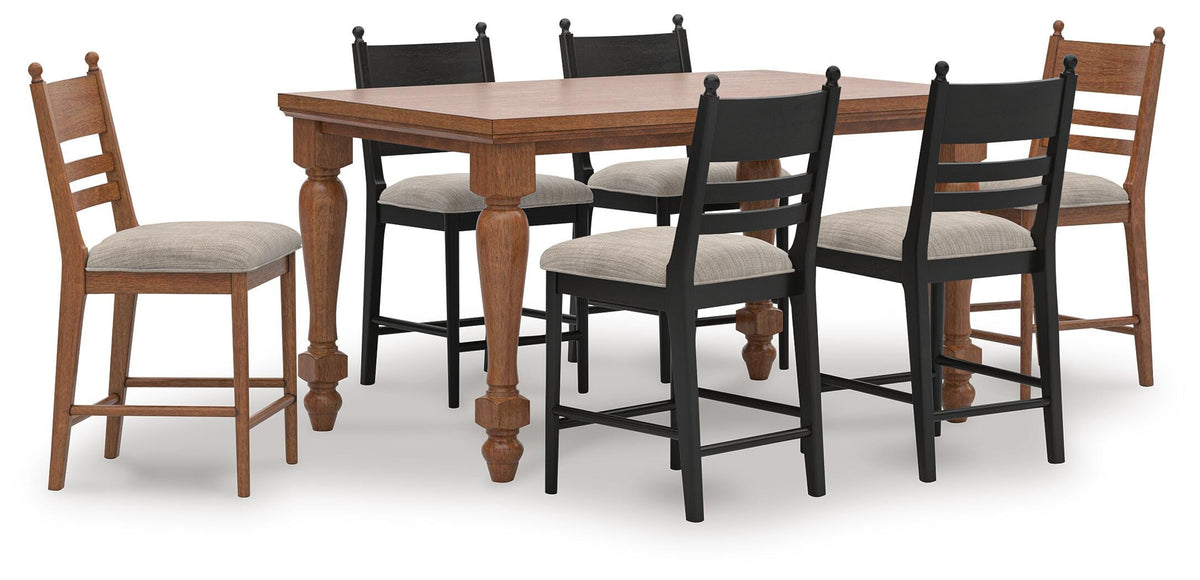 Greddinton Counter Height Dining Table and 6 Barstools