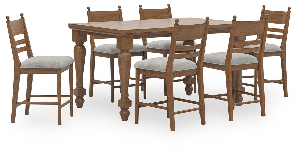 Greddinton Counter Height Dining Table and 6 Barstools