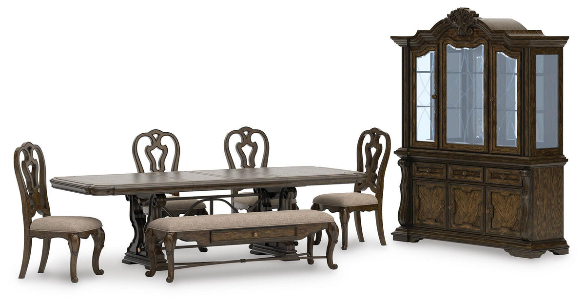 Maylee Dining Table and 4 Chairs and Bench with Storage