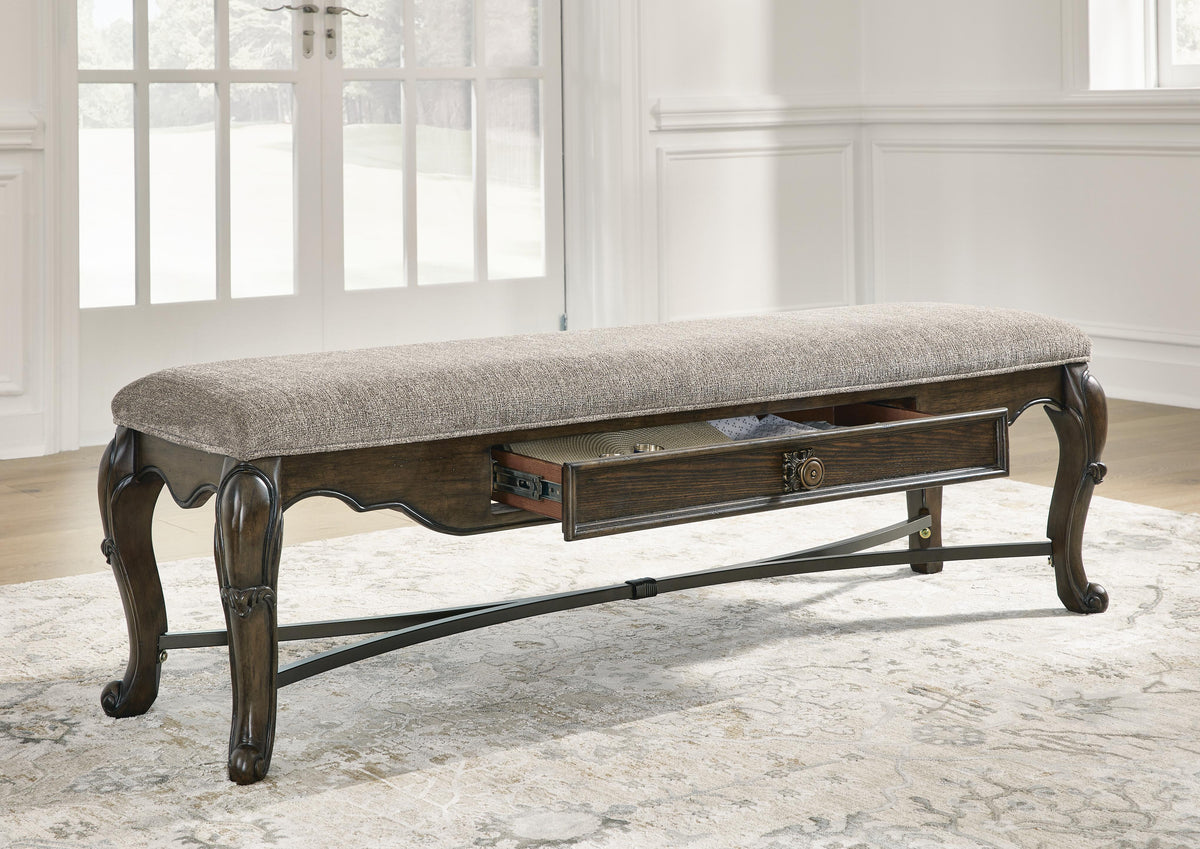 Maylee Dining Table, 6 Chairs and Bench