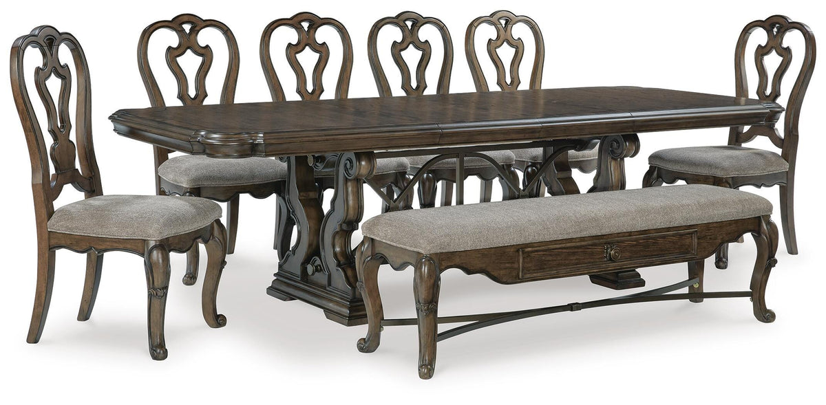 Maylee Dining Table and 6 Chairs and Bench
