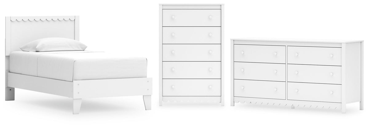 Hallityn Panel Platform Bed Set - Twin, Dresser and Chest