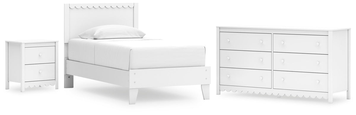 Hallityn Panel Platform Bed Set - Twin, Dresser and Nightstand