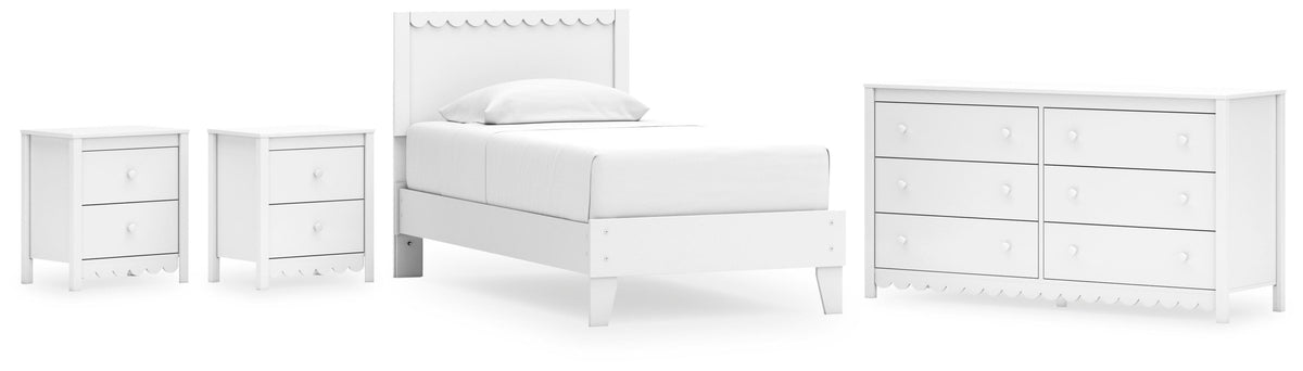 Hallityn Panel Platform Bed Set - Twin, Dresser and 2 Nightstands