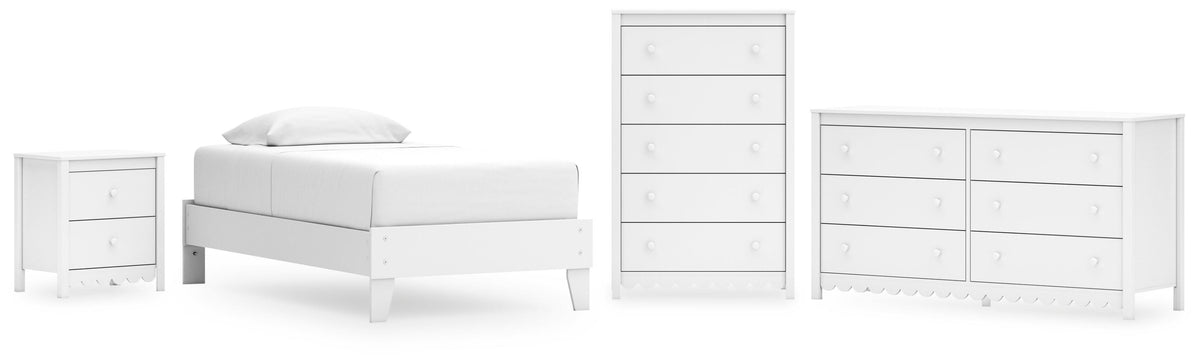 Hallityn Platform Bed Set - Twin, Dresser, Chest and Nightstand